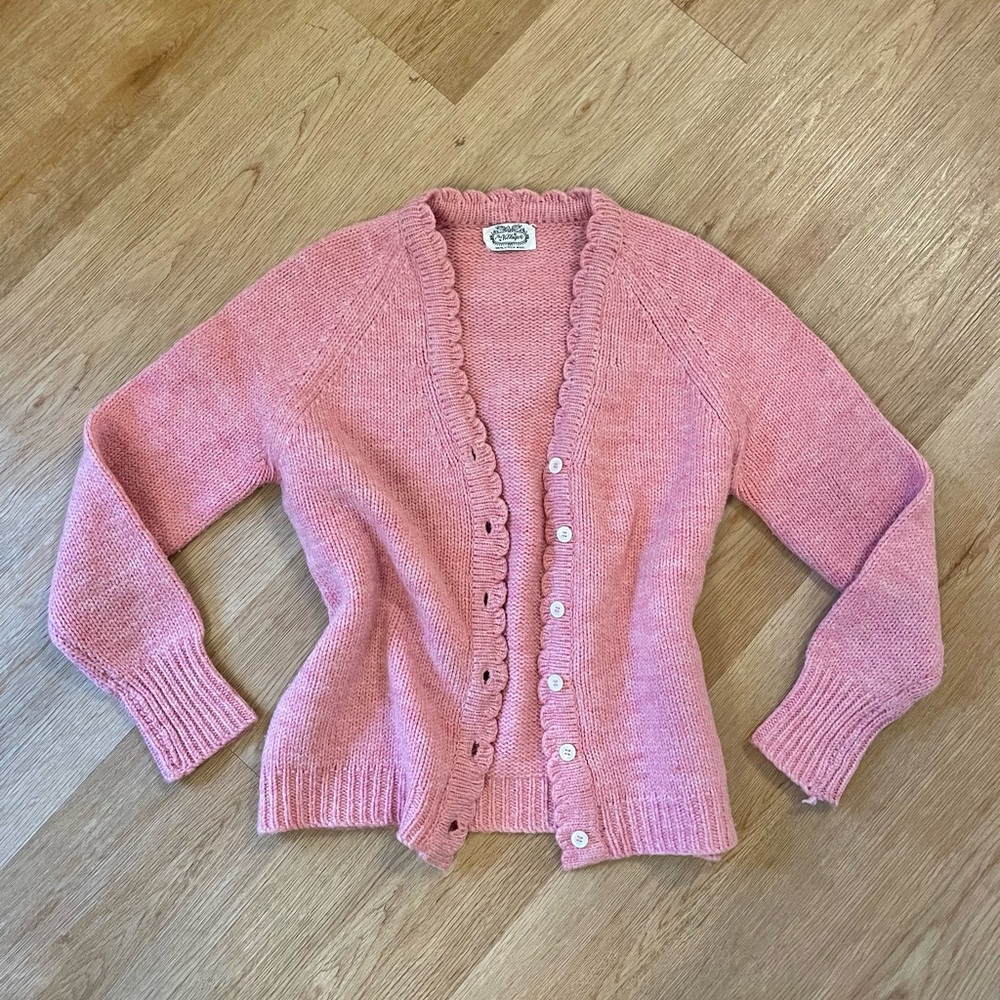 Vintage 1960s Pink Ruffled Cardigan